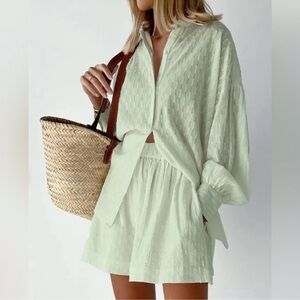 House of Harlow 1960 Mint Green Textured Set